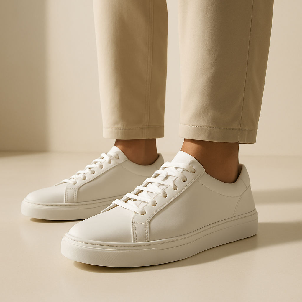 Damen Sneaker in Weiß – Minimalistische Low-Top Turnschuhe aus Lederoptik | Modezeno