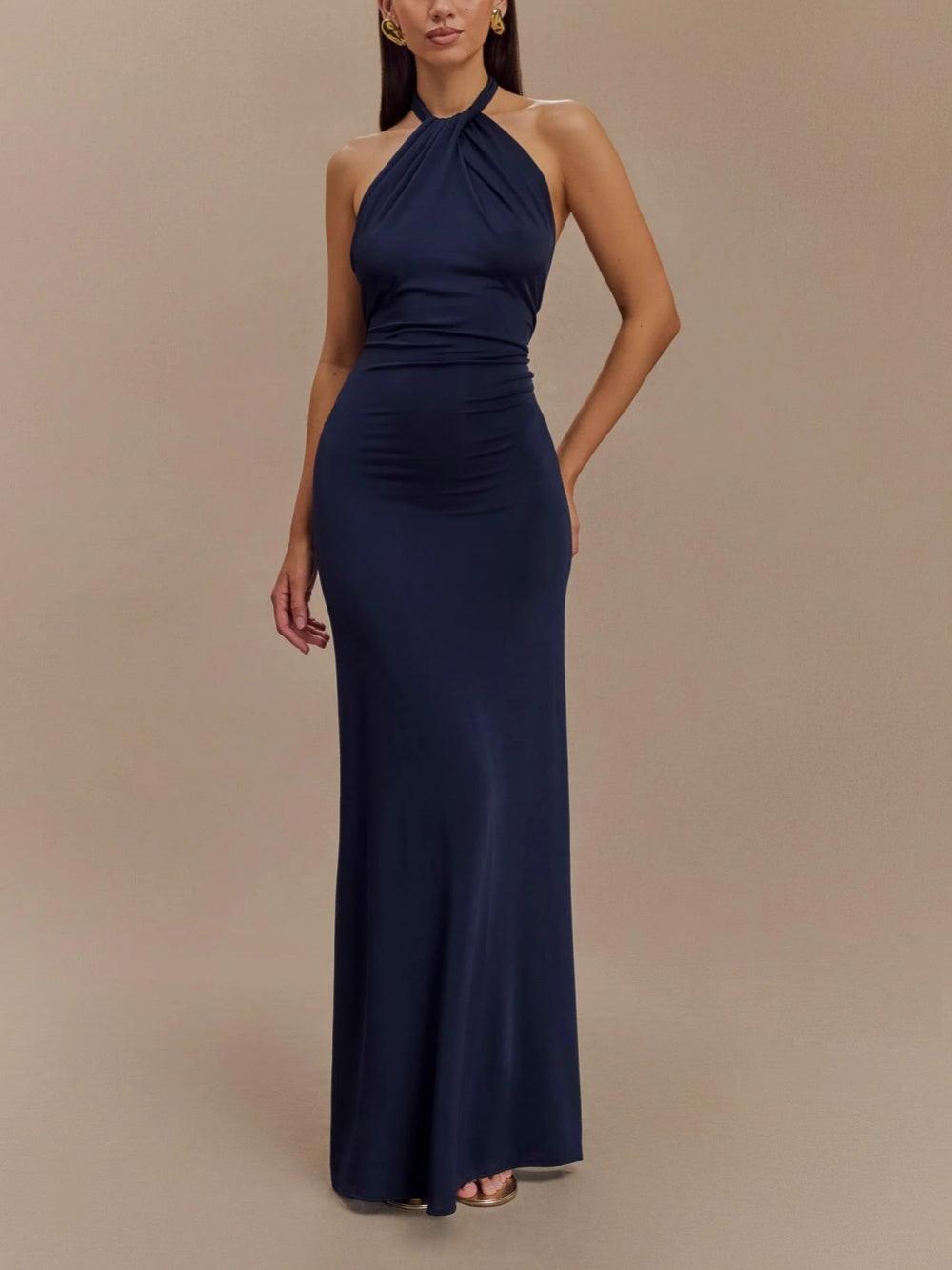 Lena – Elegantes Neckholder-Maxikleid für Damen